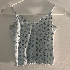 blue and white flower tank/crop top